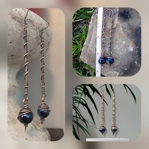 Handcrafted Wire Wrapped Earrings w/Iridescent Bead